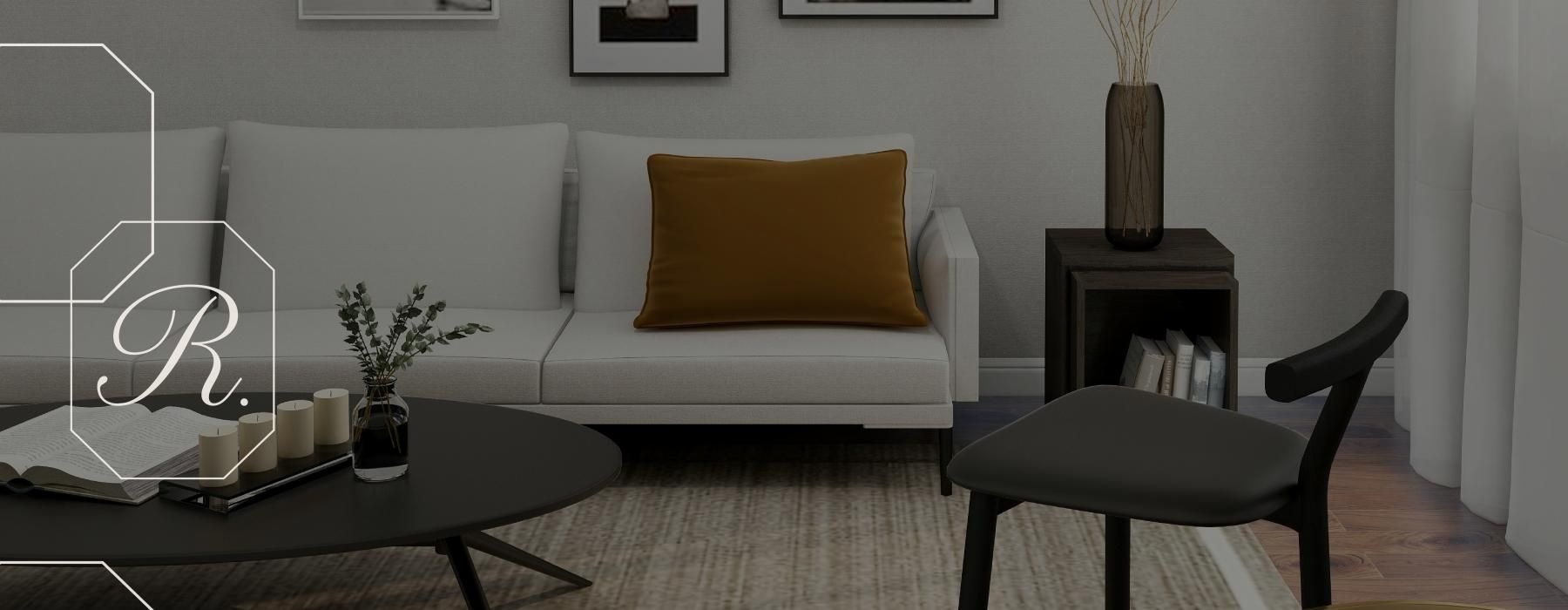 a living room with a couch and a coffee table
