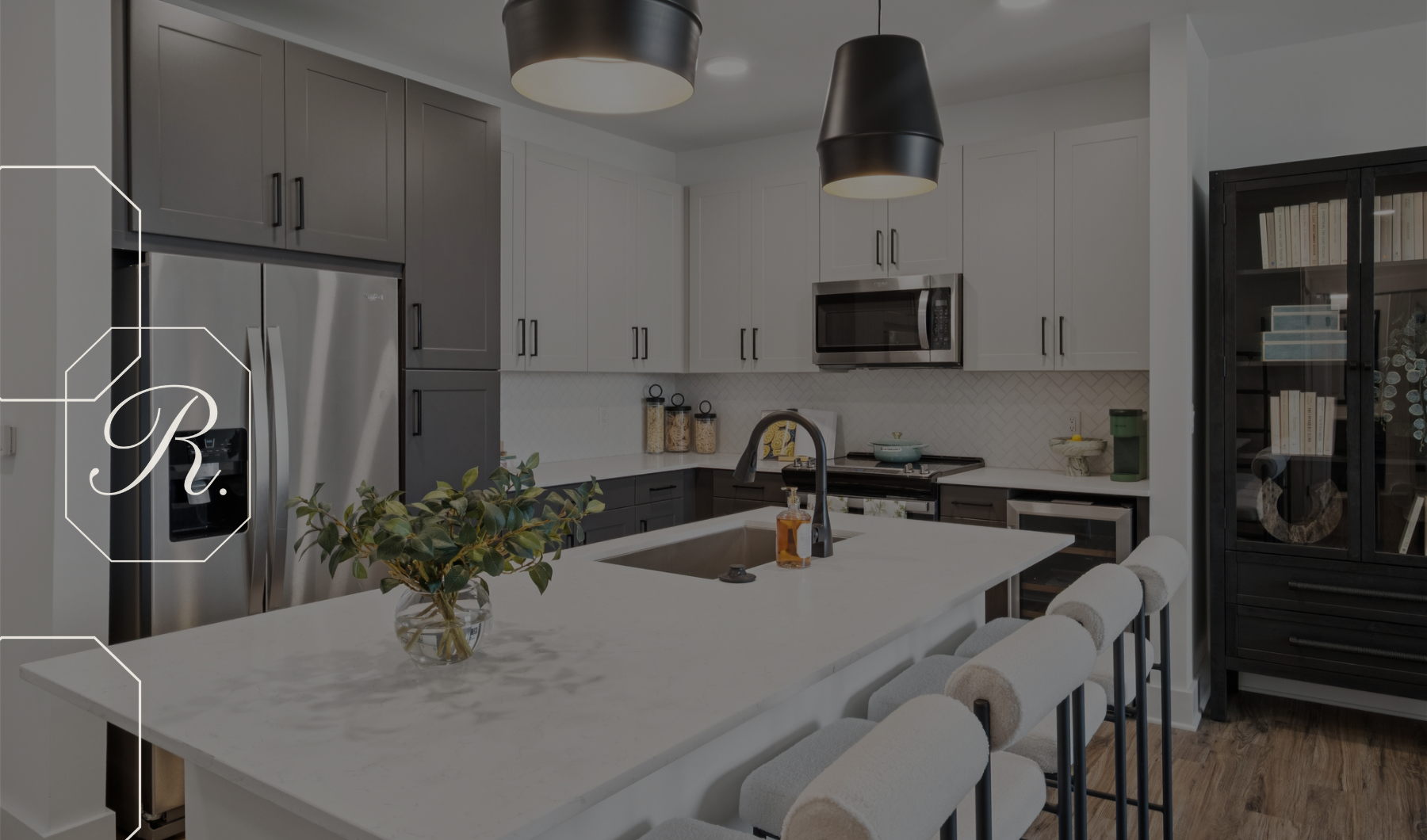 a kitchen with a table and chairs